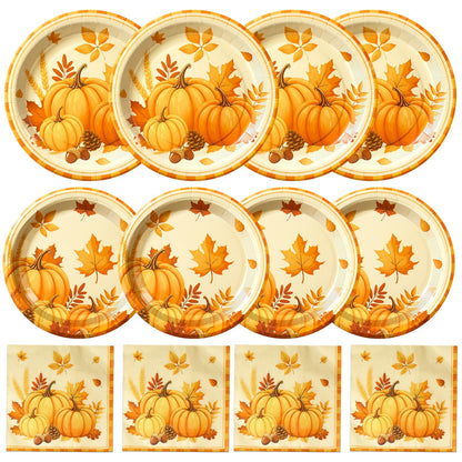 Blue and White Floral Paper Plates and Napkins, Serves 20