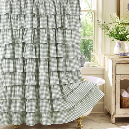 Ruffled Gingham Shower Curtain, 72 x 72