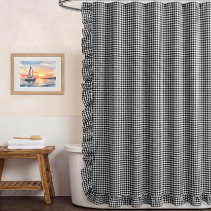 Ruffled Gingham Shower Curtain, 72 x 72