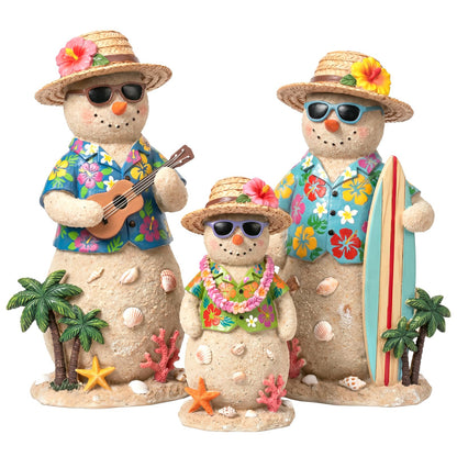 Chinoiserie Wooden Snowmen, Set of 3