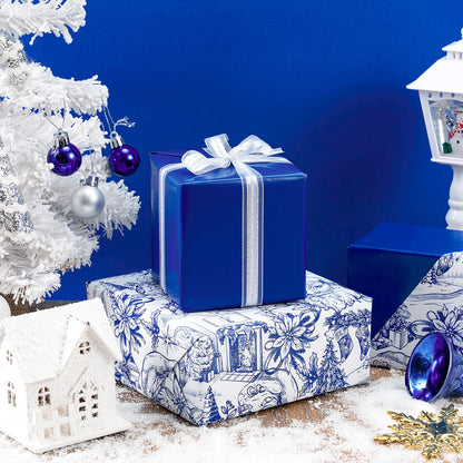 Reversible Toile Christmas Wrapping Paper