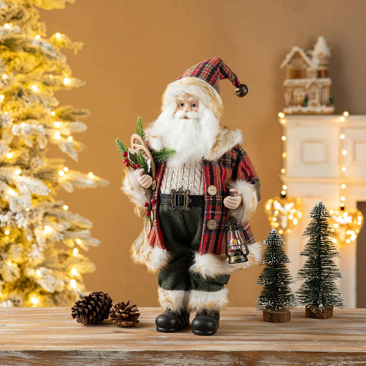 Blue Velvet Santa Figurine, 18 Inch