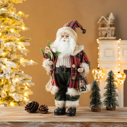 Blue Velvet Santa Figurine, 18 Inch