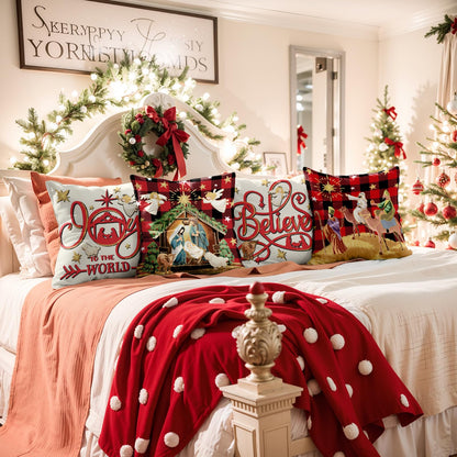 Navy Velvet Christmas Pillow Covers, Set of 4