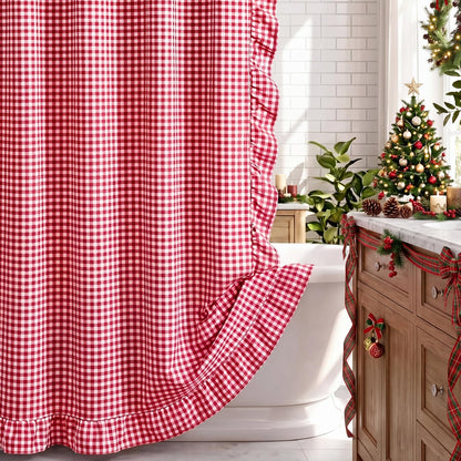 Ruffled Gingham Shower Curtain, 72 x 72