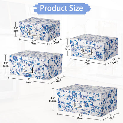 Blue and White Floral Nested Storage Boxes