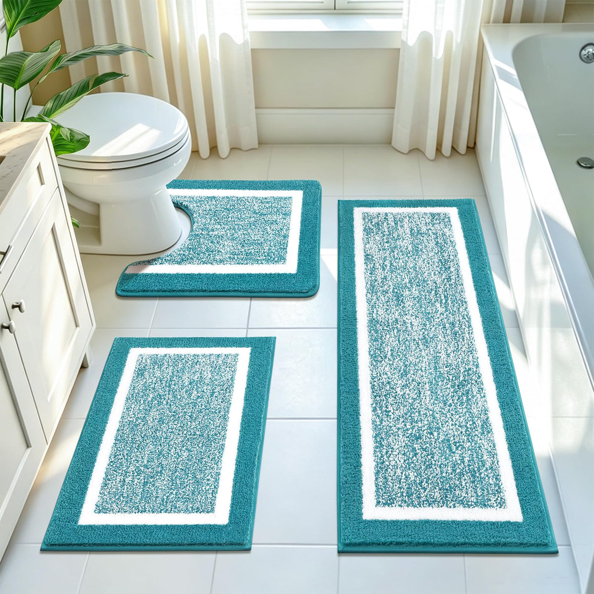 Shaggy Microfiber Bath Rug Set, 3 Piece