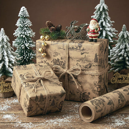 Blue Toile Christmas Wrapping Paper