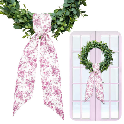Blue Chinoiserie Floral Wreath Sash, Set of 2