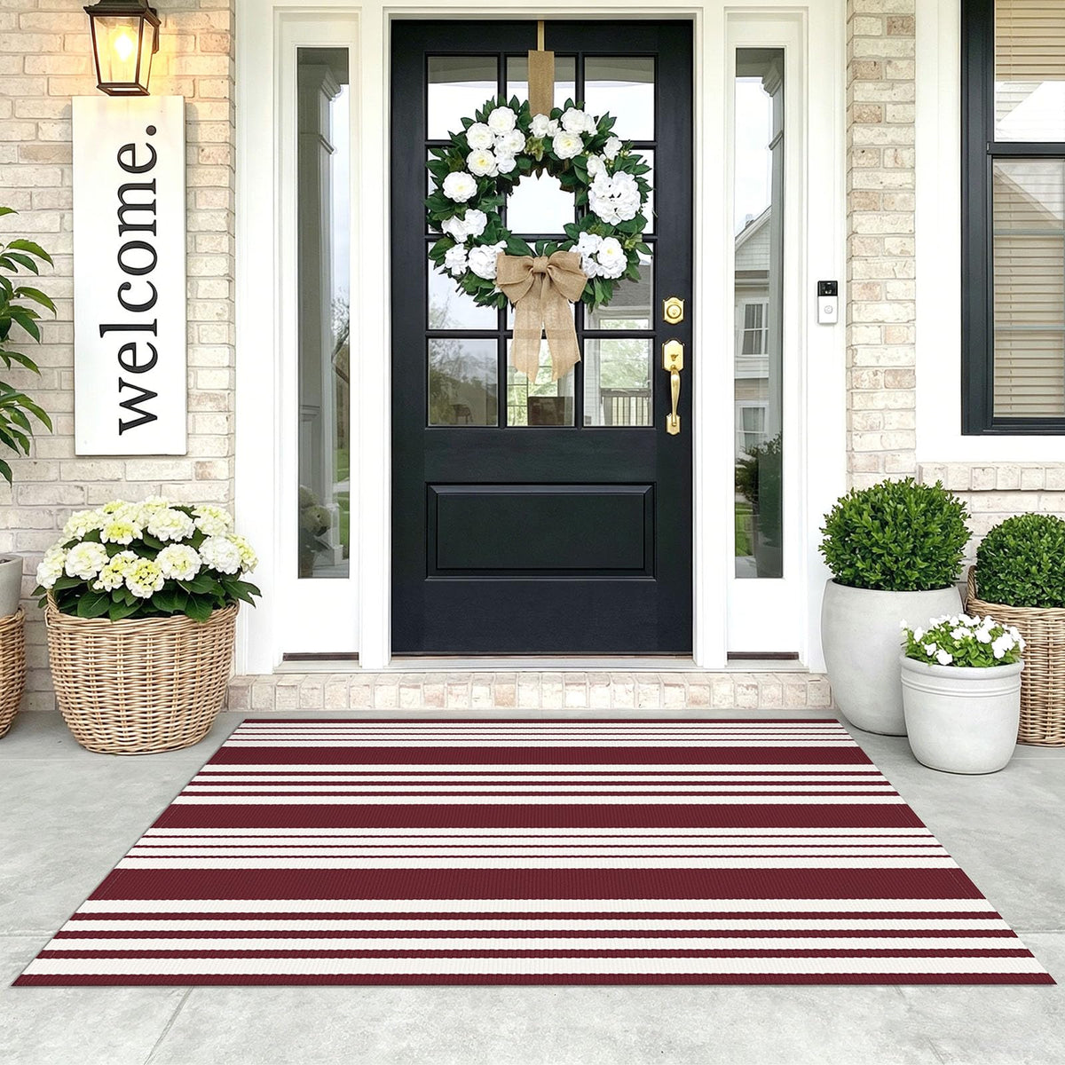 Navy and White Striped Cotton Rug, 28x43