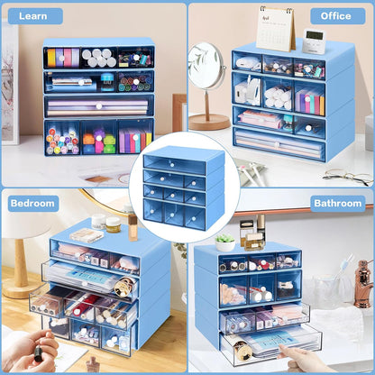 Blue 9-Drawer Desktop Storage Organizer
