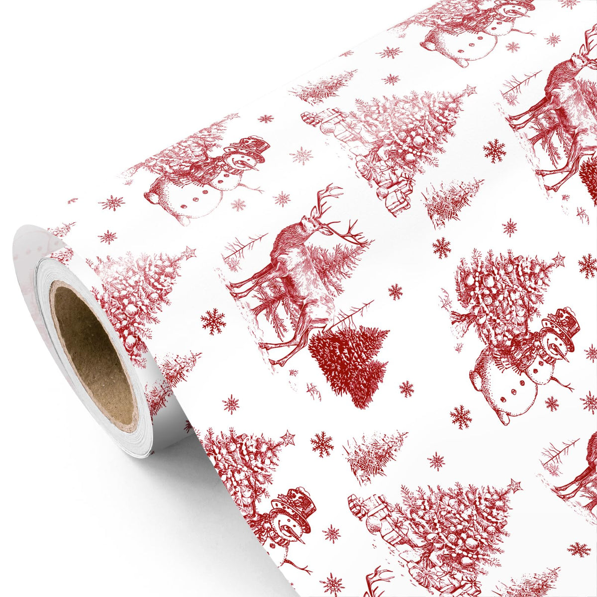 Blue Toile Christmas Wrapping Paper