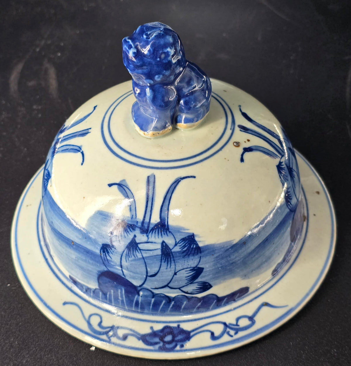 Blue and White Lotus Ginger Jar, 19 Inch