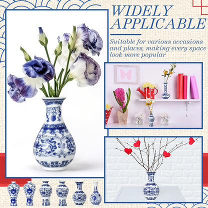 Mini Blue and White Chinoiserie Vases, Set of 12