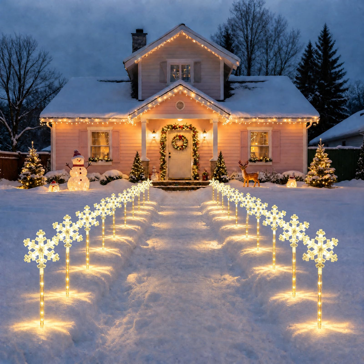 Solar Snowflake Pathway Lights, 10 Pack