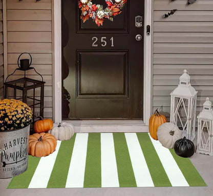 Light Blue Buffalo Plaid Cotton Door Mat, 24x35