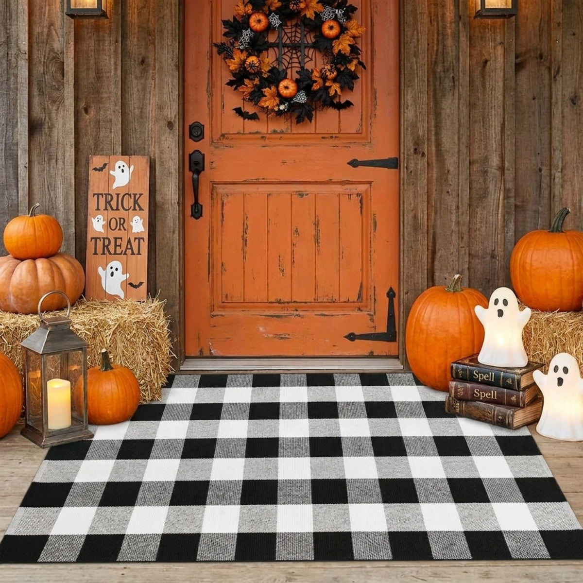 Blue Buffalo Plaid Outdoor Rug, 27.5x43