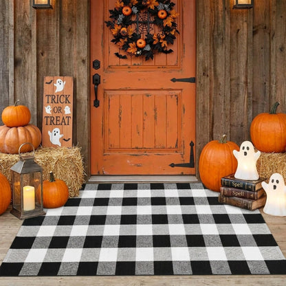 Blue Buffalo Plaid Outdoor Rug, 27.5x43