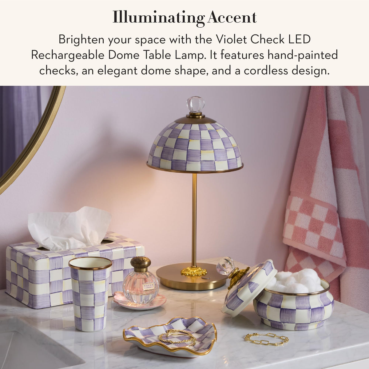 MacKenzie-Childs LED Dome Table Lamp, Sky Check