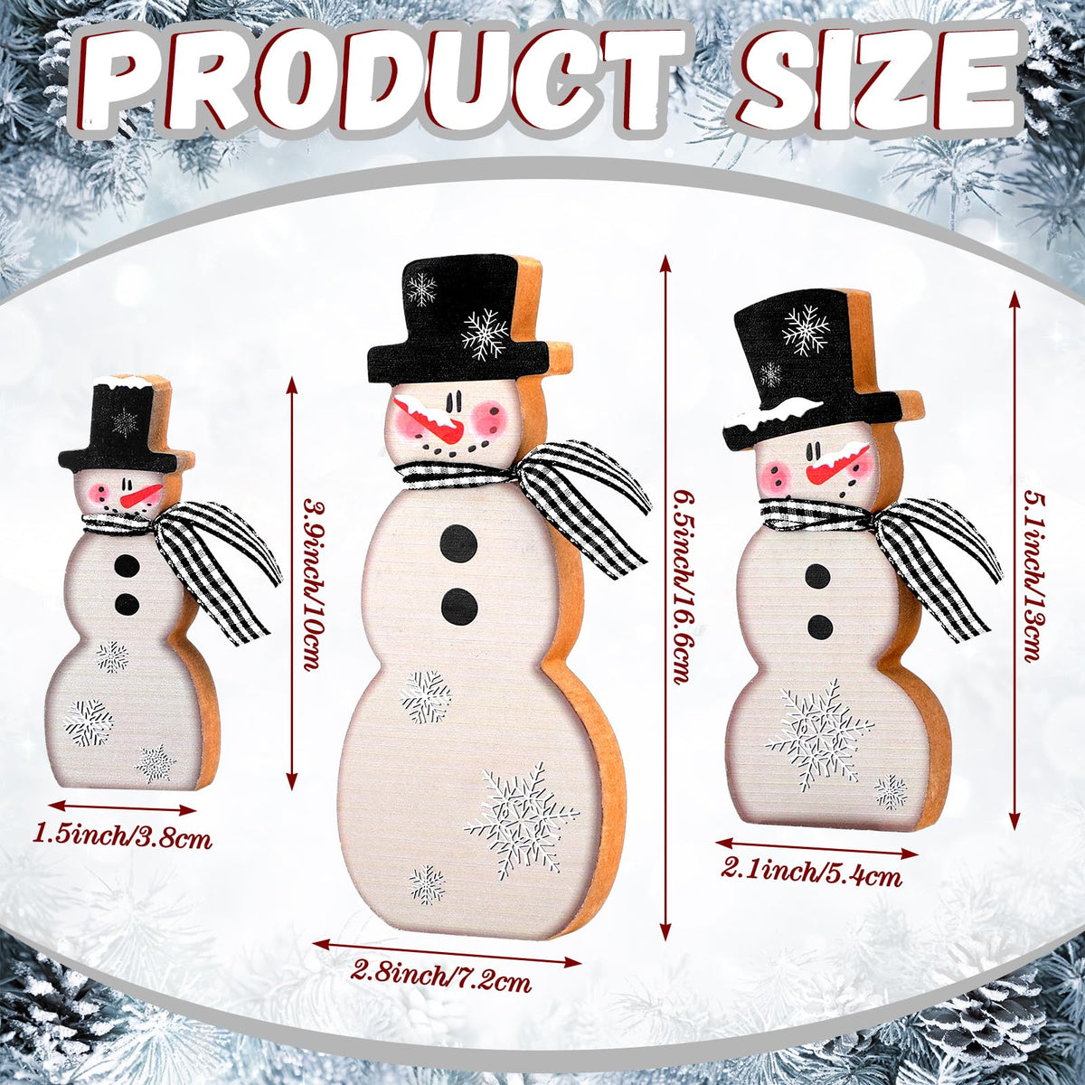 Chinoiserie Wooden Snowmen, Set of 3