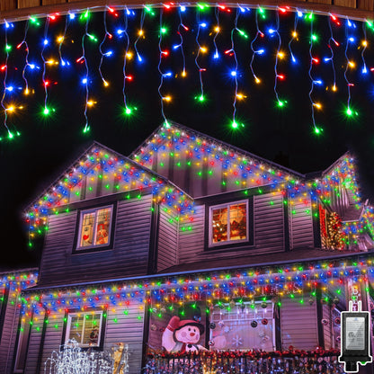 Blue and Cool White Icicle Lights, 164 ft