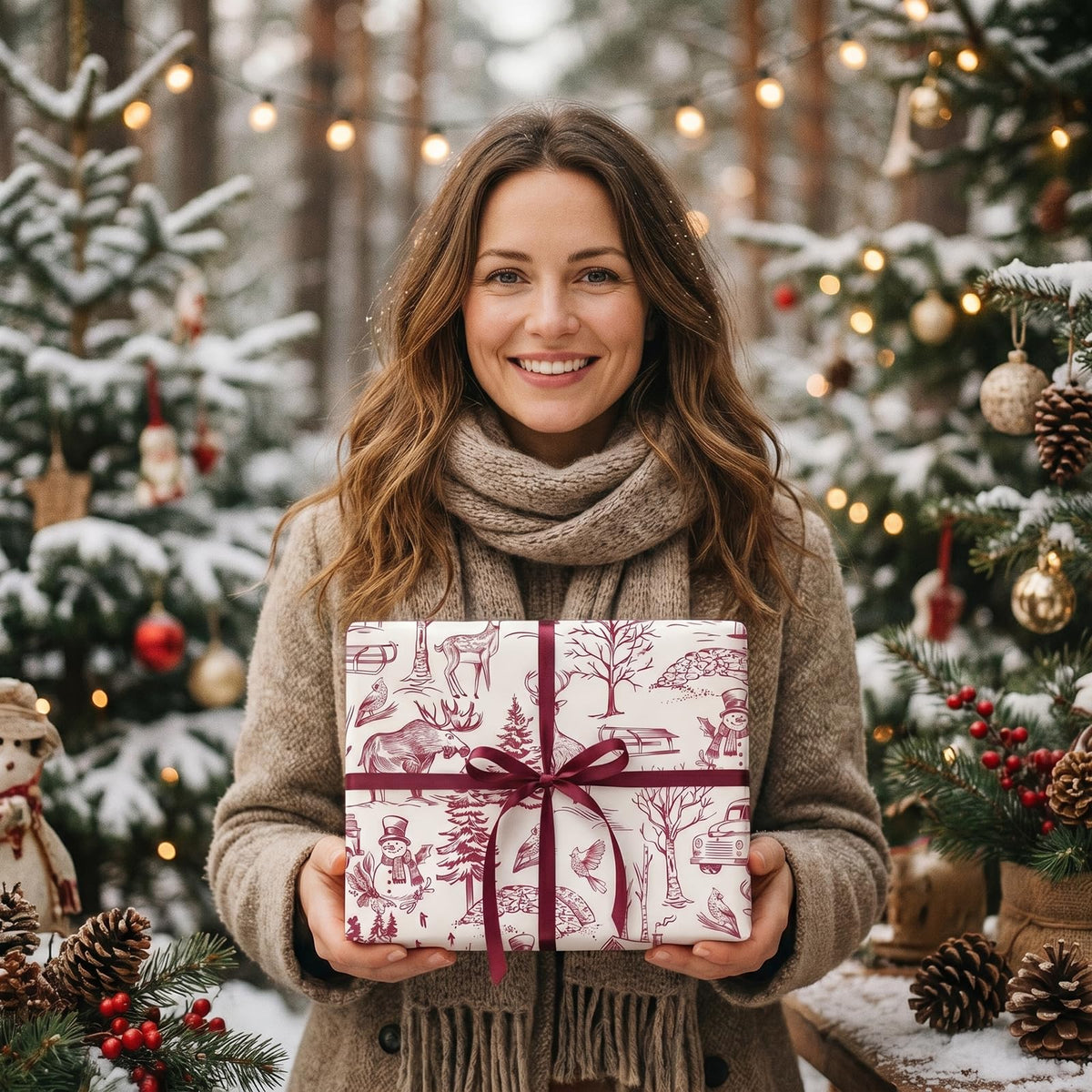 Blue Toile Christmas Wrapping Paper