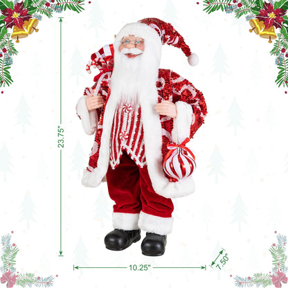 Blue Velvet Santa Figurine, 18 Inch