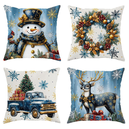 Navy Velvet Christmas Pillow Covers, Set of 4