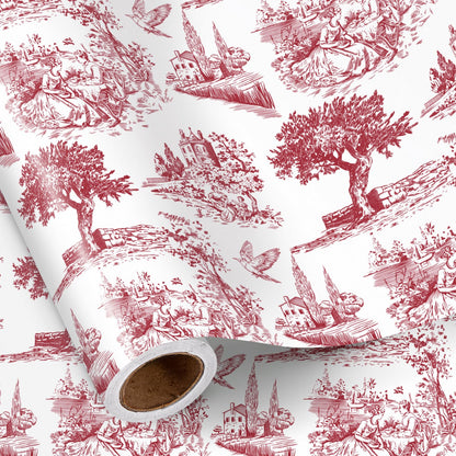Reversible Toile Christmas Wrapping Paper