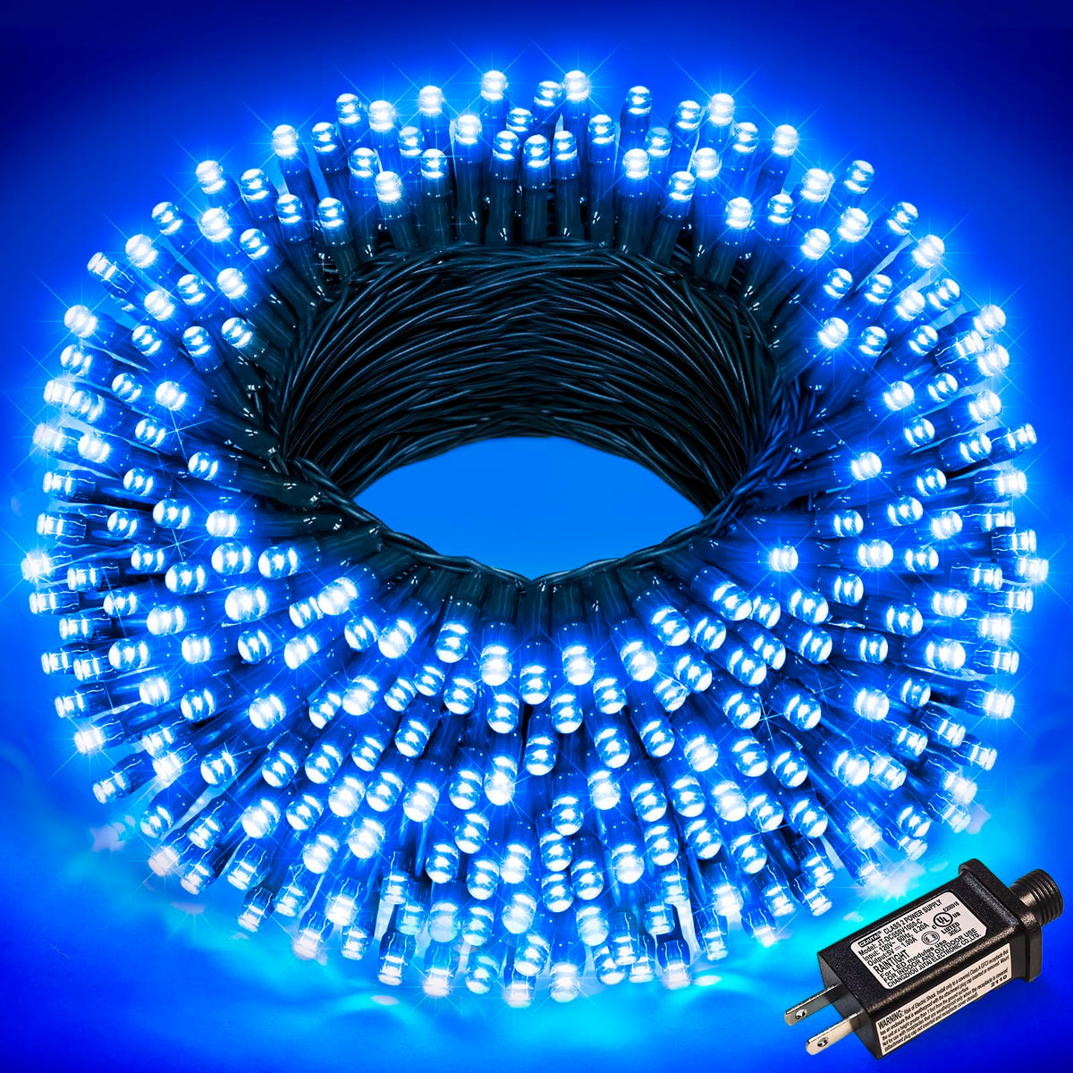Blue and White Christmas Lights, 100 ft
