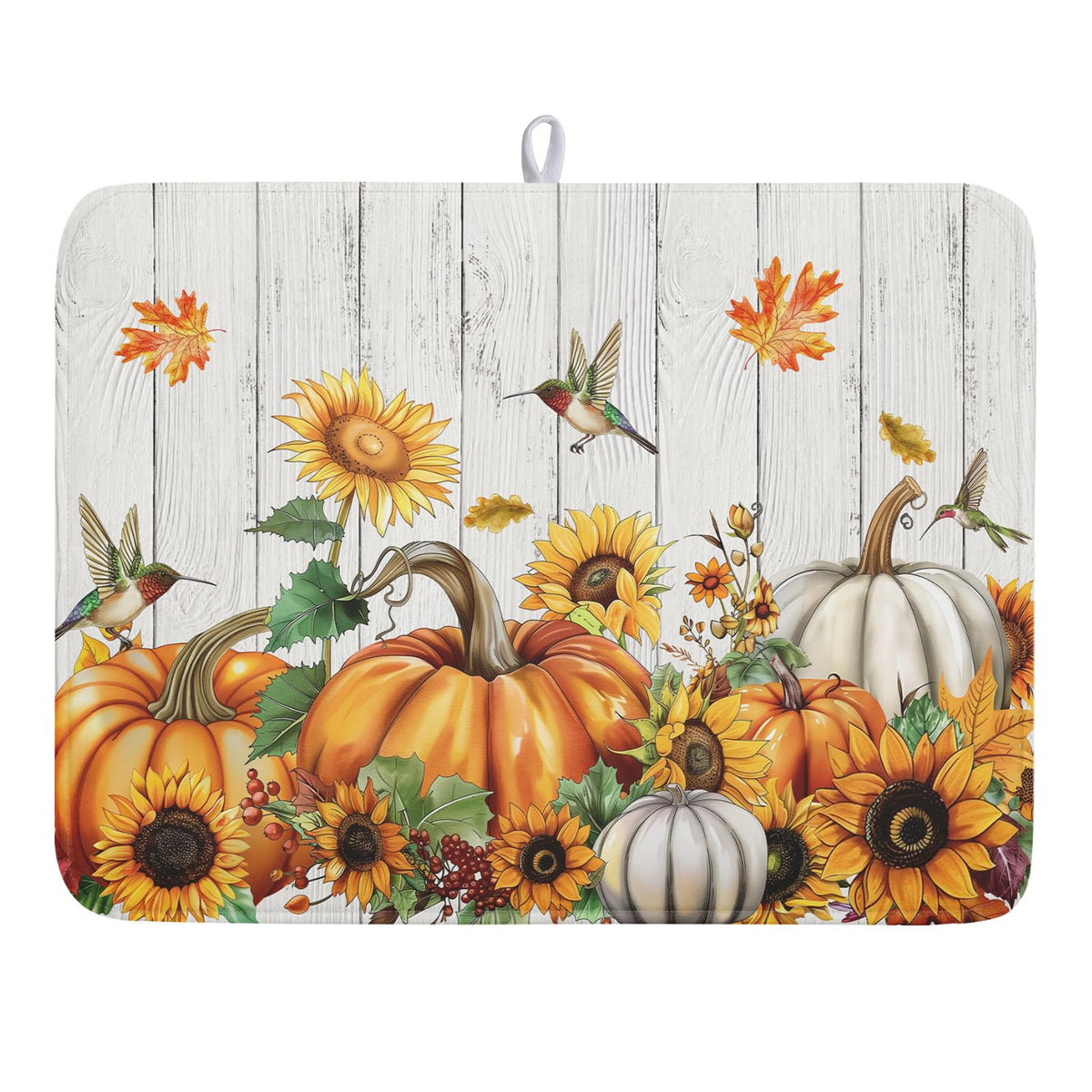 Blue Chinoiserie Floral Dish Drying Mat