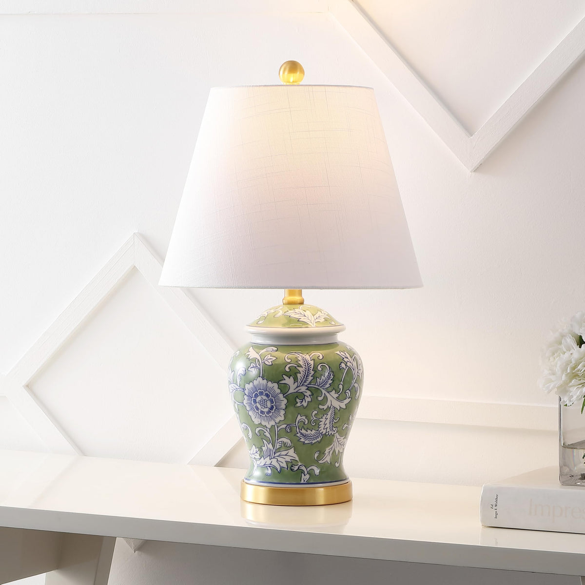 Jonathan Y Penelope Ginger Jar LED Table Lamp, 22 Inch