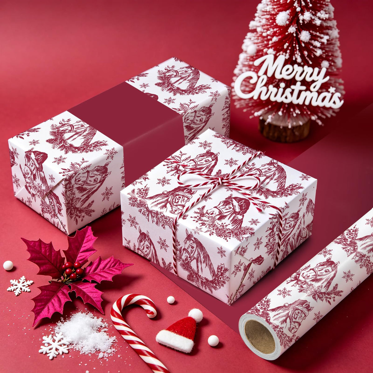 Blue Toile Christmas Wrapping Paper