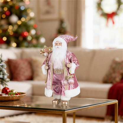 Blue Velvet Santa Figurine, 18 Inch
