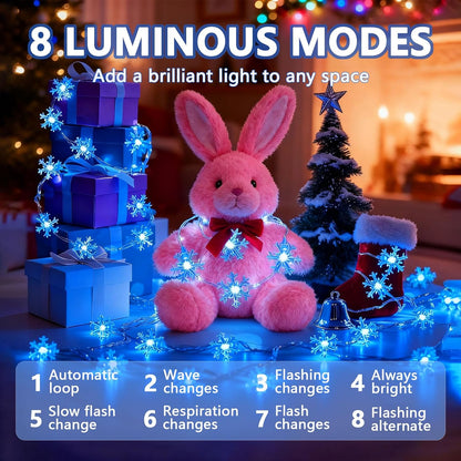 Blue Snowflake String Lights, 20 ft