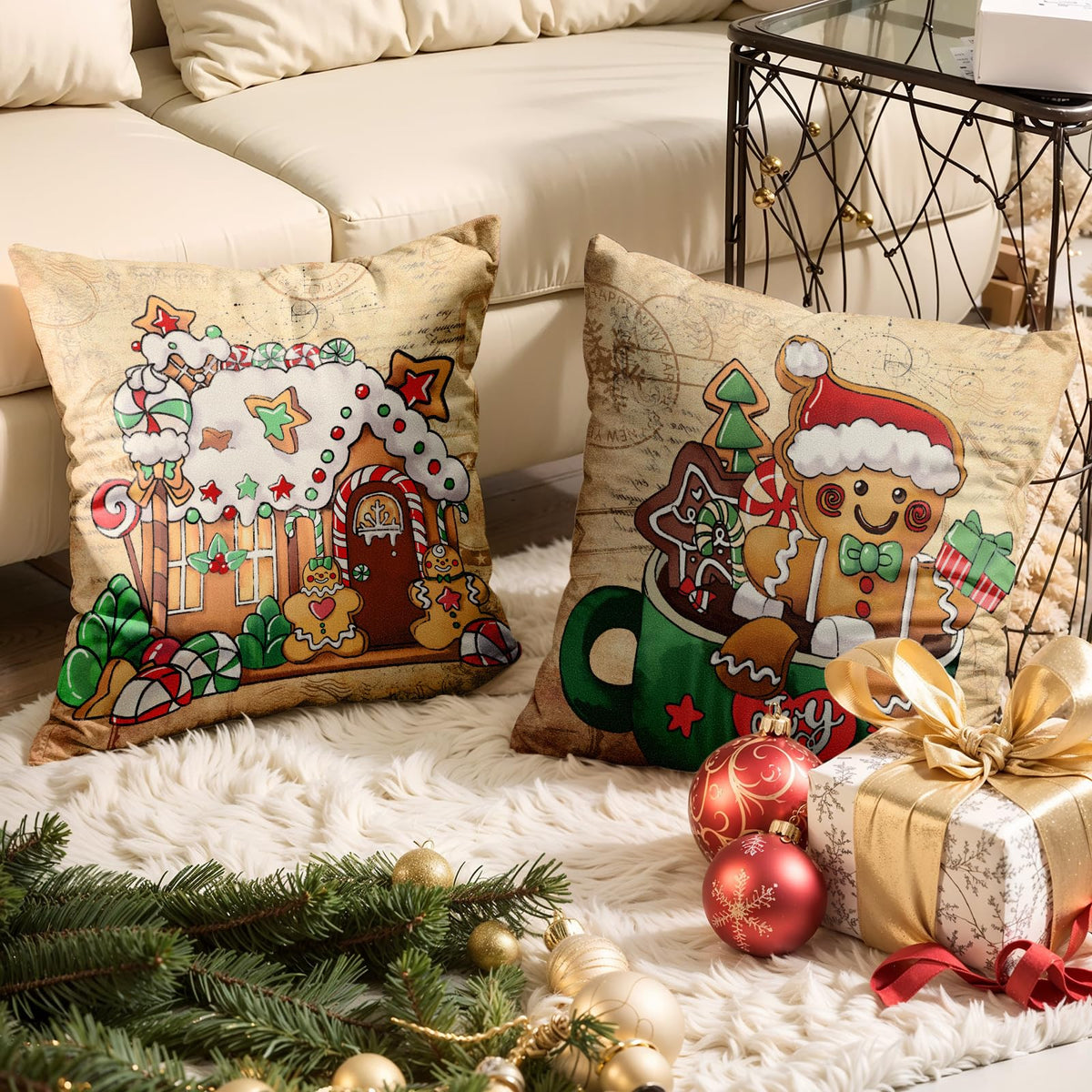 Navy Velvet Christmas Pillow Covers, Set of 4