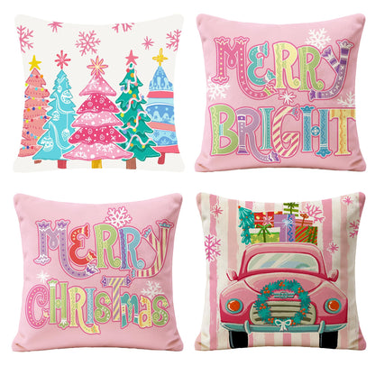 Navy Velvet Christmas Pillow Covers, Set of 4