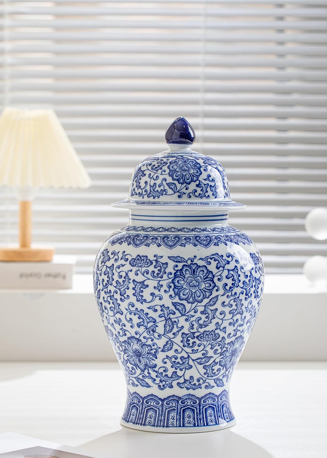 Blue and White Ginger Jar, 9.8 or 15 Inch