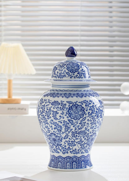 Blue and White Ginger Jar, 9.8 or 15 Inch