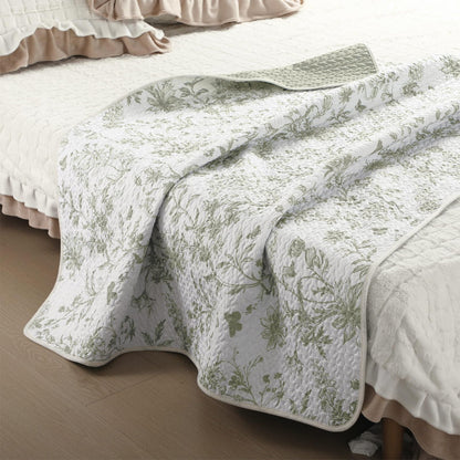 Blue Floral Quilted Throw Blanket, 50 x 60 Inch