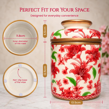 Round Chinoiserie Ceramic Tissue Holder with Lid