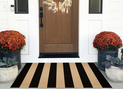 Light Blue Buffalo Plaid Cotton Door Mat, 24x35