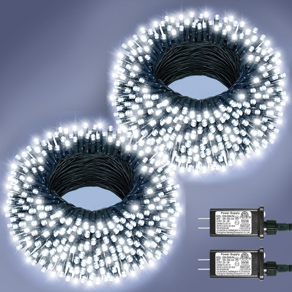 Blue and White Christmas Lights, 100 ft