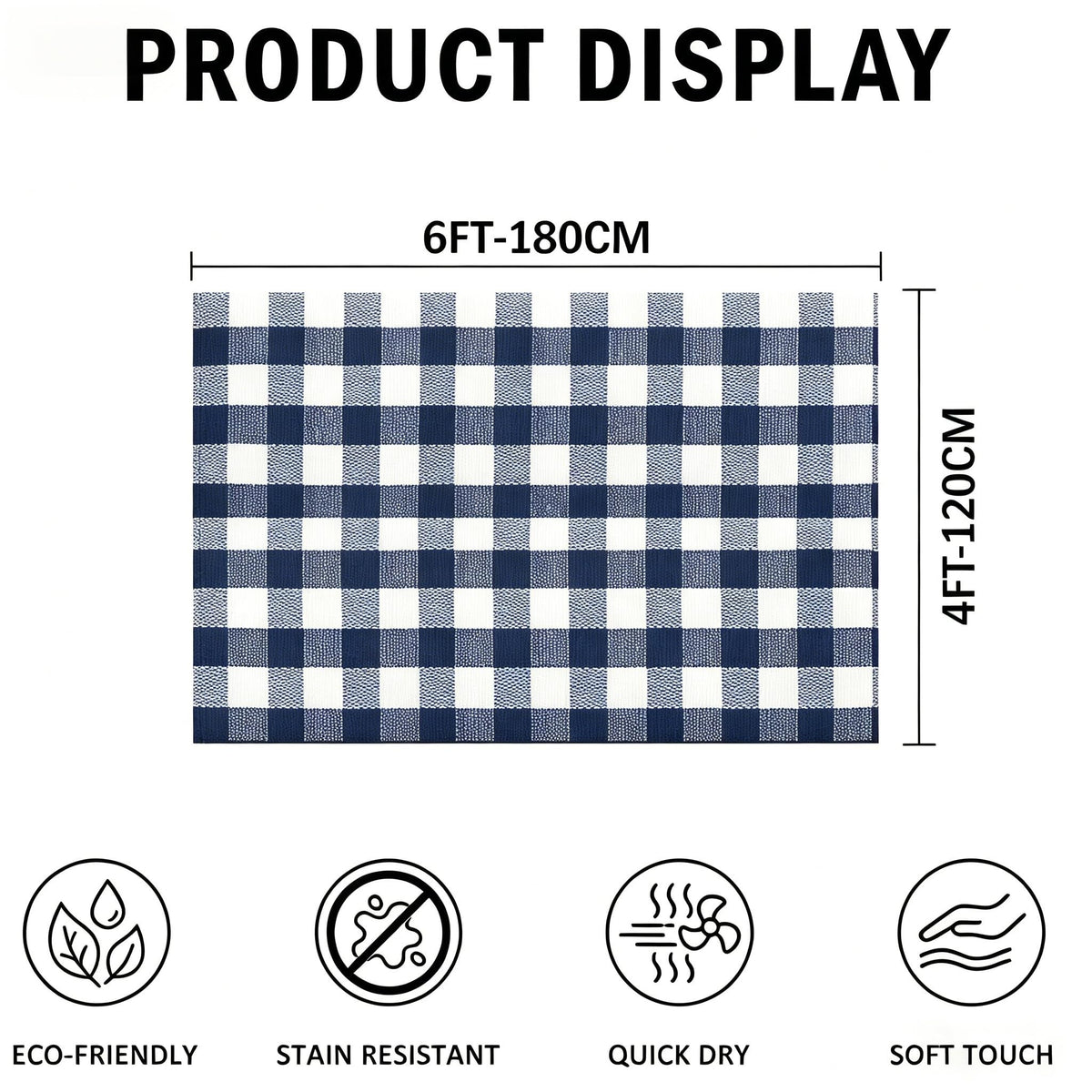 Blue Buffalo Plaid Outdoor Rug, 27.5x43