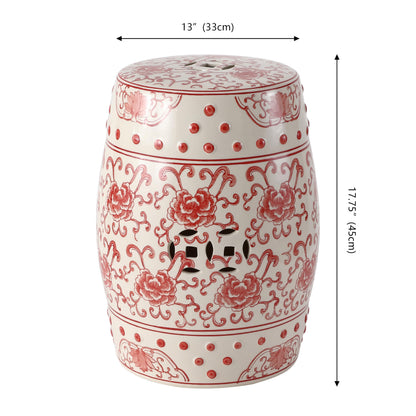 Jonathan Y Lotus Chinoiserie Garden Stool, 17.75"