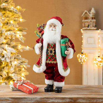 Blue Velvet Santa Figurine, 18 Inch