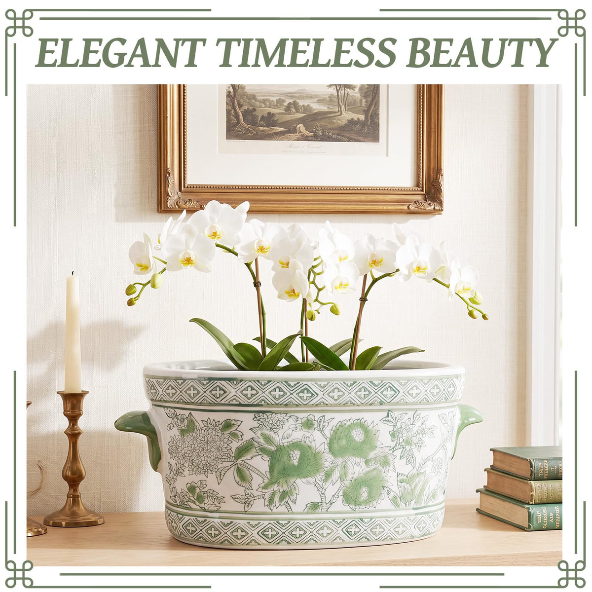 Blue and White Chinoiserie Oval Planter