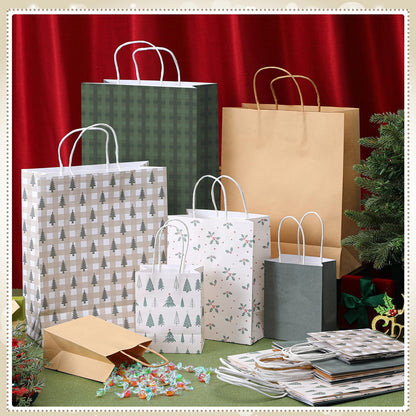 Blue Toile Christmas Kraft Gift Bags, Set of 18