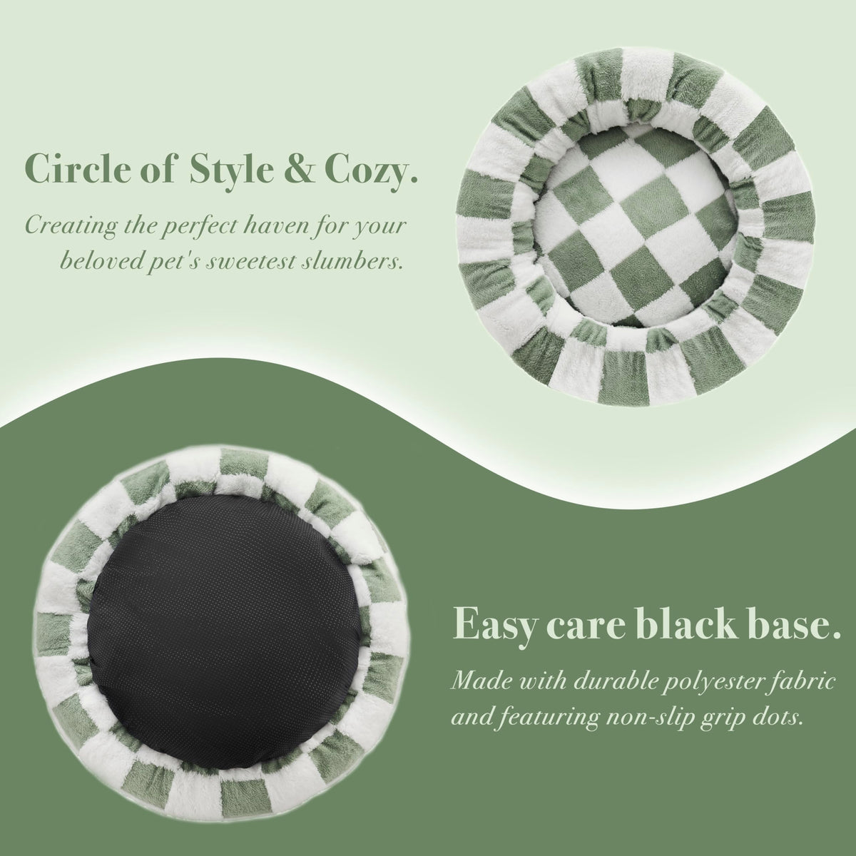 Blue Checkered Round Dog Bed
