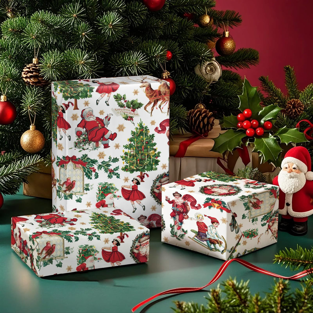 Blue Toile Christmas Wrapping Paper